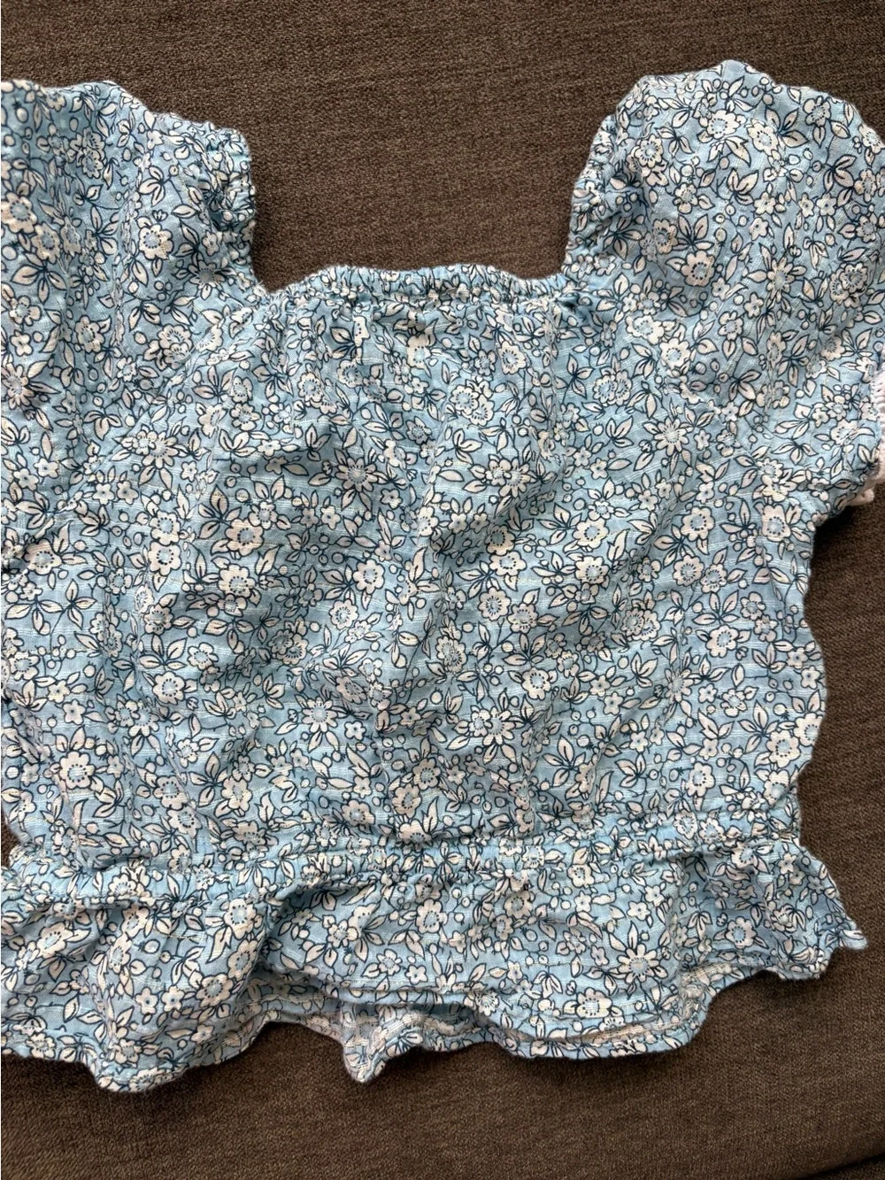 Crewcuts Blue Floral Peplum Top
